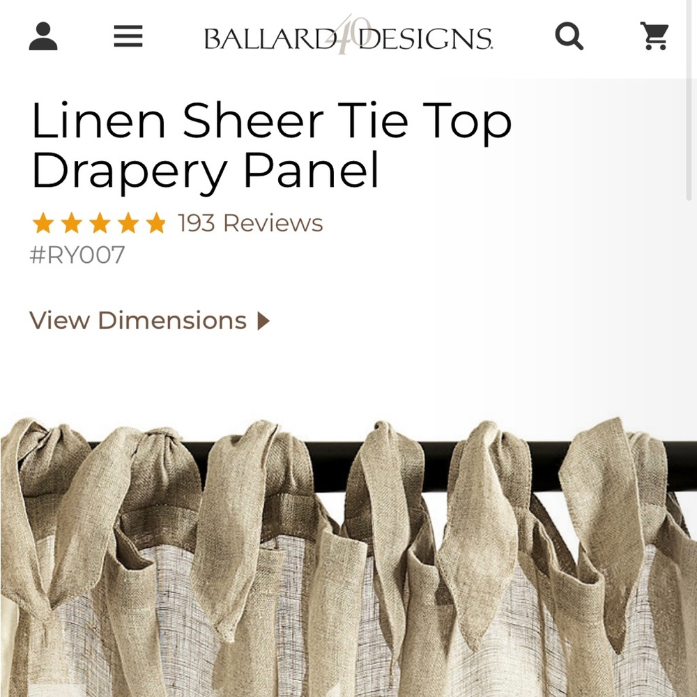 Ballard Designs Natural Linen Panels (2) NWOT 54x84”